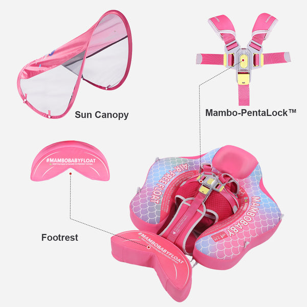 Mambobaby Air-Free Mermaid Chest Float with Flat Canopy
