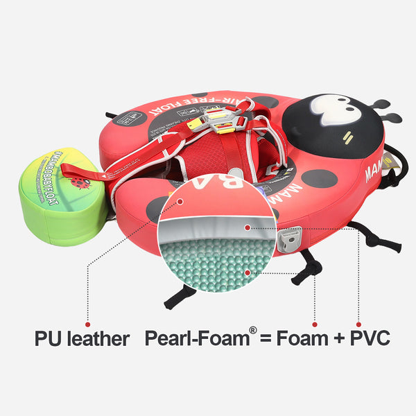Mambobaby Air-Free Red Ladybug Chest Float with 3D Canopy