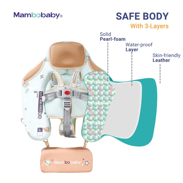Mambobaby Air-Free Foldable Chest Float with Flat Canopy