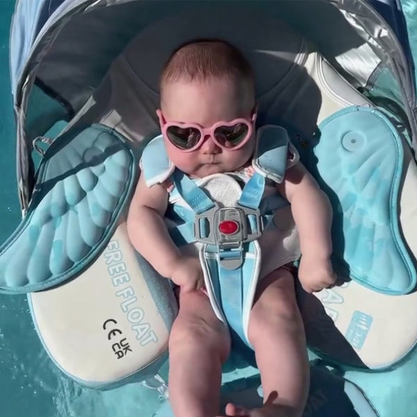 Mambobaby Air-Free Blue Angel Wings Chest Float with 3D Canopy