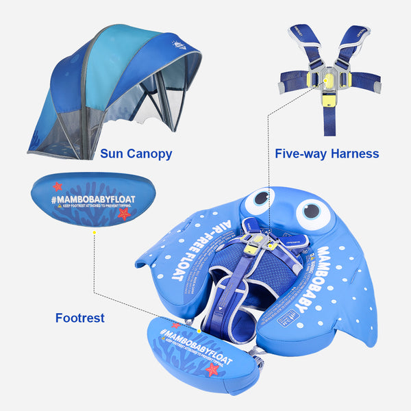 Mambobaby Air-Free Manta Ray Chest Float with 3D Canopy