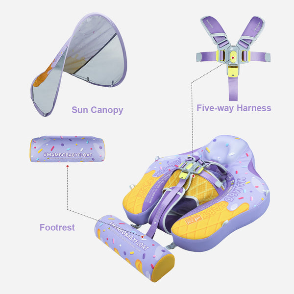 Mambobaby Air-Free Purple Ice Cream Chest Float with Flat Canopy