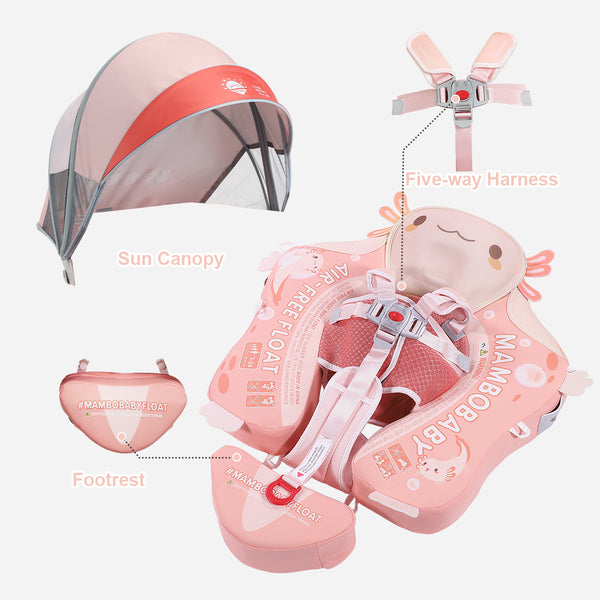 Mambobaby Air-Free Pink Salamander Chest Float with 3D Canopy