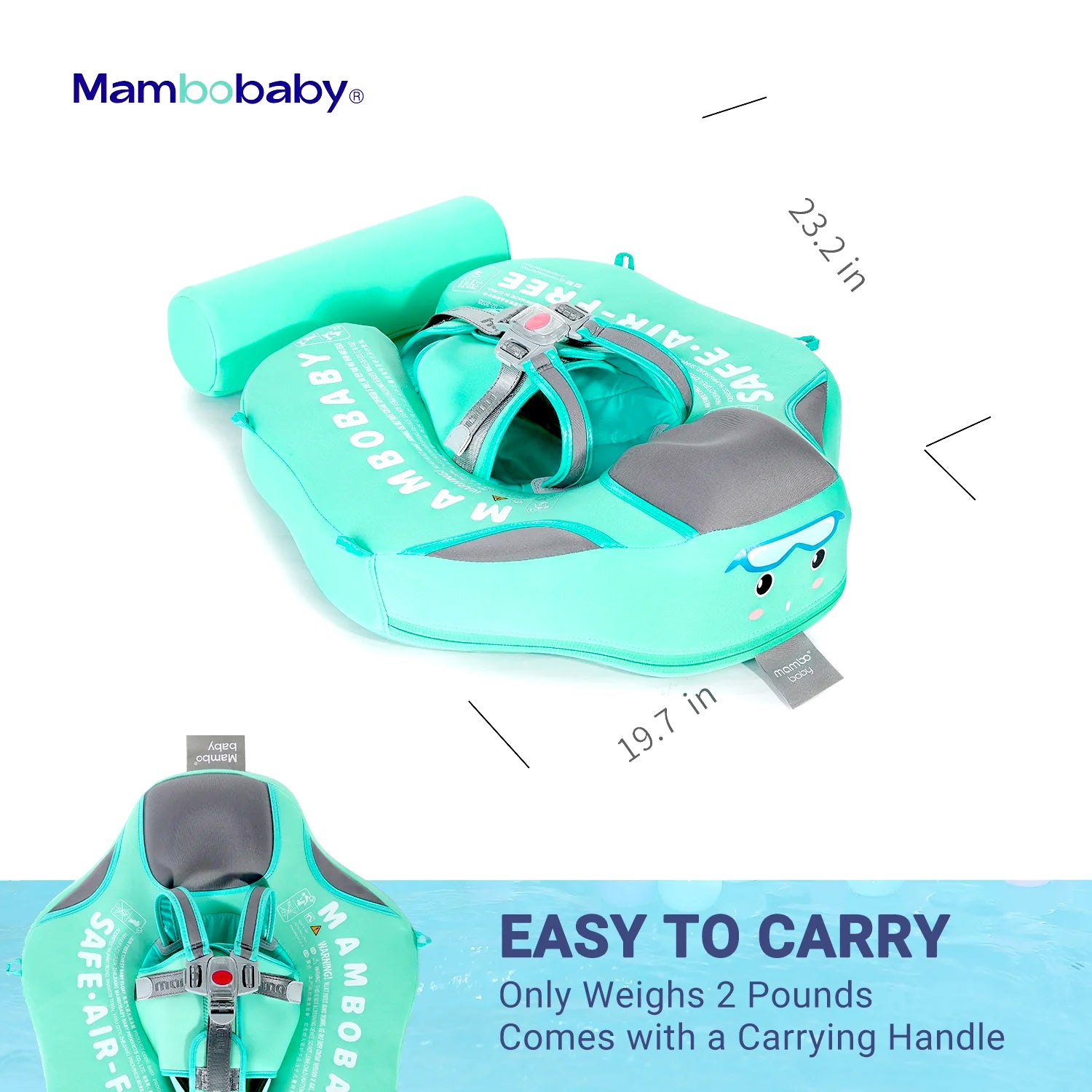 Mambobaby Air-Free Non-Inflatable Deluxe Infant Swim Float with Sun Shade Canopy