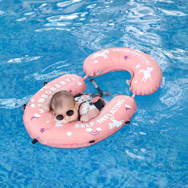 Mambobaby Self-Inflating Pink Chest Floating Bed With Flat Canopy