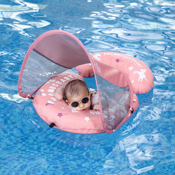 Mambobaby Self-Inflating Pink Chest Floating Bed With Flat Canopy