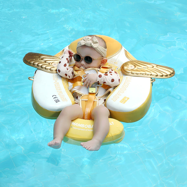 Mambobaby Air-Free Blue Angel Wings Chest Float with 3D Canopy