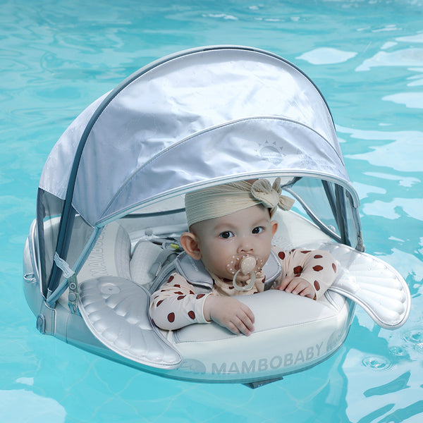 Mambobaby Air-Free Blue Angel Wings Chest Float with 3D Canopy