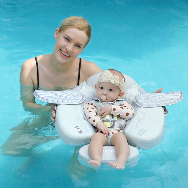 Mambobaby Air-Free Blue Angel Wings Chest Float with 3D Canopy