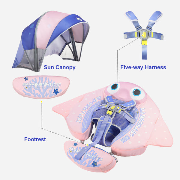 Mambobaby Air-Free Manta Ray Chest Float with 3D Canopy